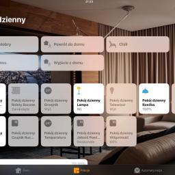 Wygląd systemu. Sterowanie urządzeniami inteligentnego domu w pokoju dziennym.