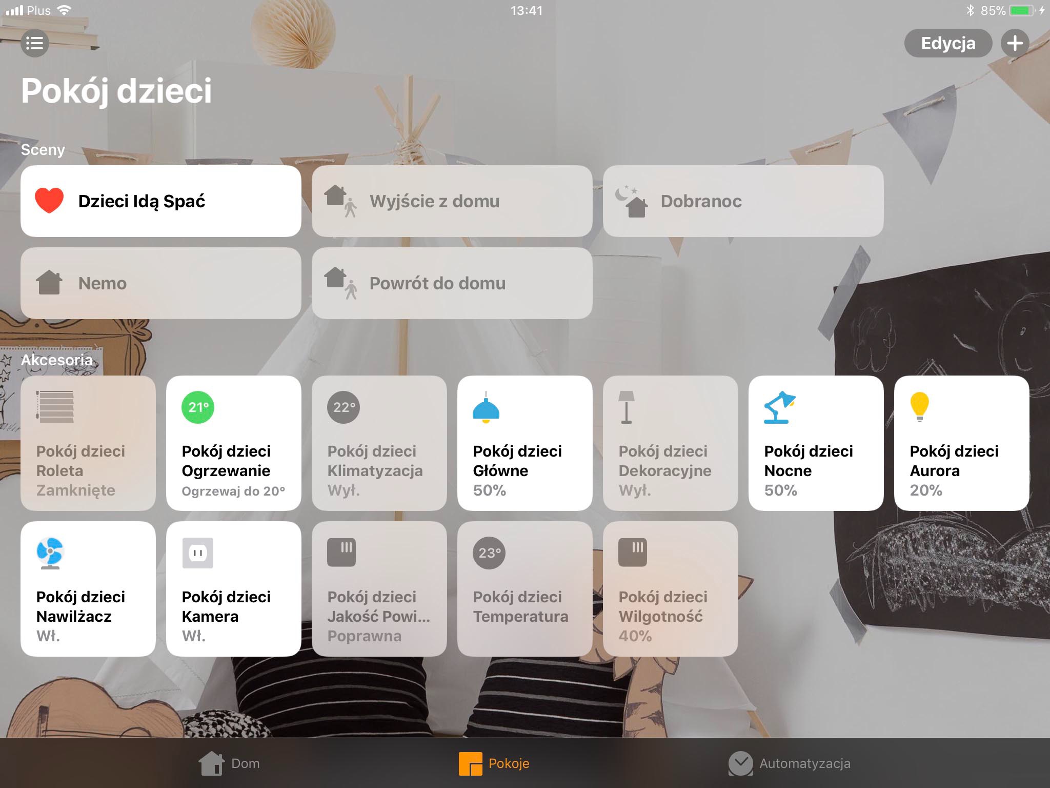 Wygląd systemu. Sterowanie urządzeniami inteligentnego domu w pokoju dzieci.