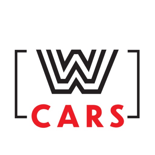 Logo firmy z dużą, czarną literą W wpisaną w kwadratowy nawias i czerwonym napisem 'CARS' pod nią.