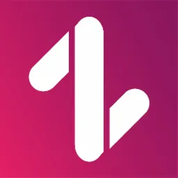 Abstrakcyjne logo w kolorze białym na tle gradientu od różowego do fioletowego, przypominające stylizowaną literę 'Z' lub symbol połączenia.