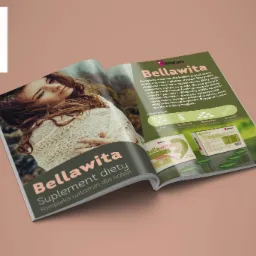 Projekt reklamy suplementu diety, rozkładówka w gazecie, projekt opakowania