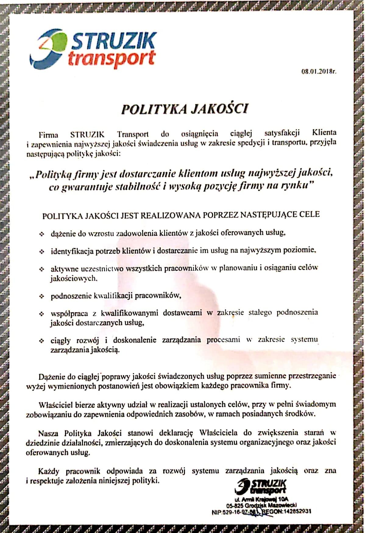 Polityka Jakości