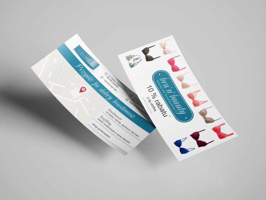Materiały promocyjne dla sklepów z branży beauty.