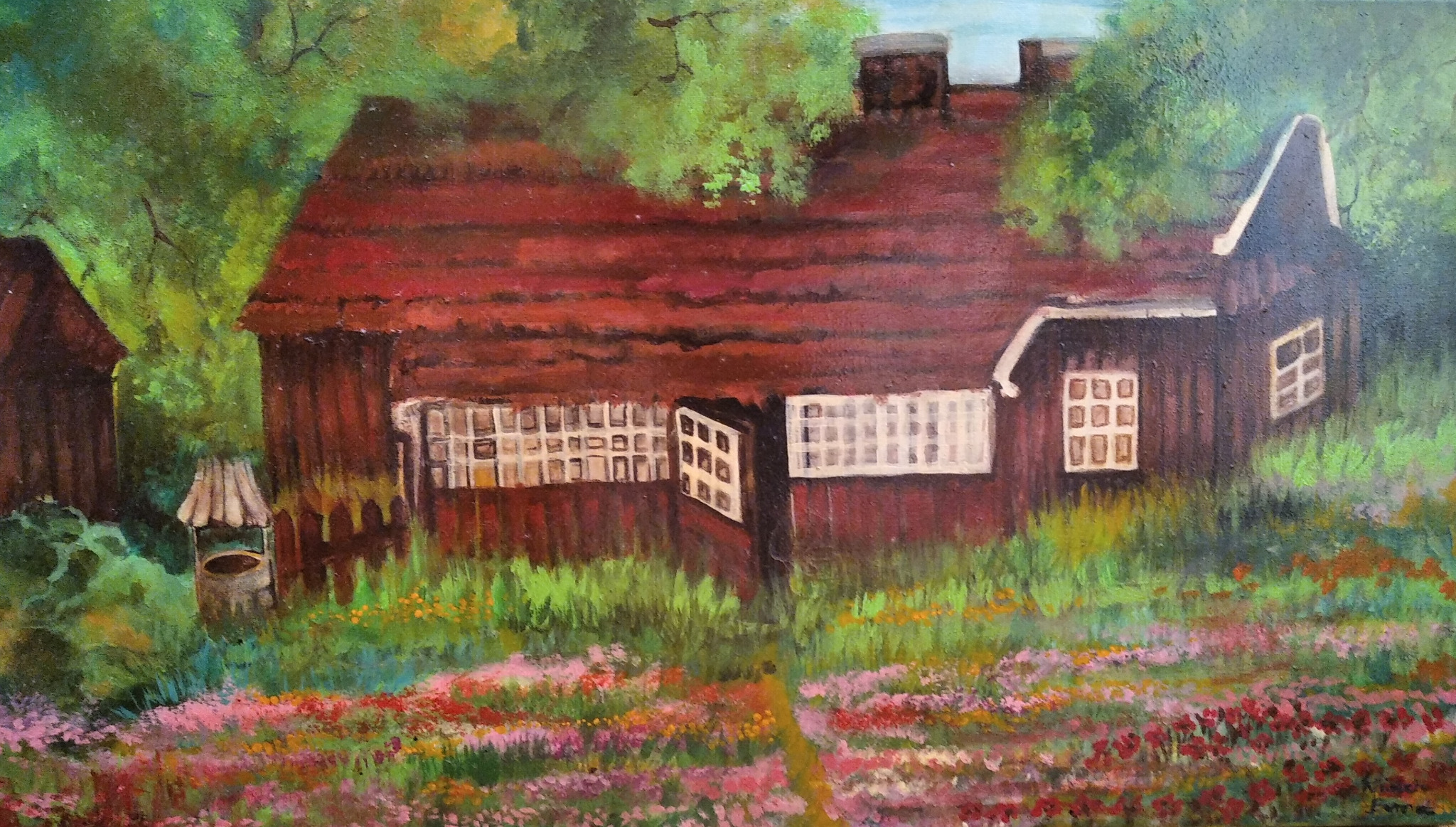 Domek Akryl Płótna malowane po bokach obrazu. Format :40/70cm