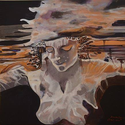 NIMFA WODNA 70x70 cm obraz akrylowy na płótnie Malowanie na zamówienie