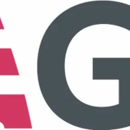 Szare logo firmy MAGRA z elementem w kolorze malinowym przypominającym fragment kserokopiarki lub drukarki