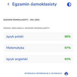 Systematyczna praca zawsze się opłaca.
Przesyłam wynik egzaminu mojej kursantki. Udzielam korepetycji z trzech przedmiotów - u niej akurat  języka polskiego