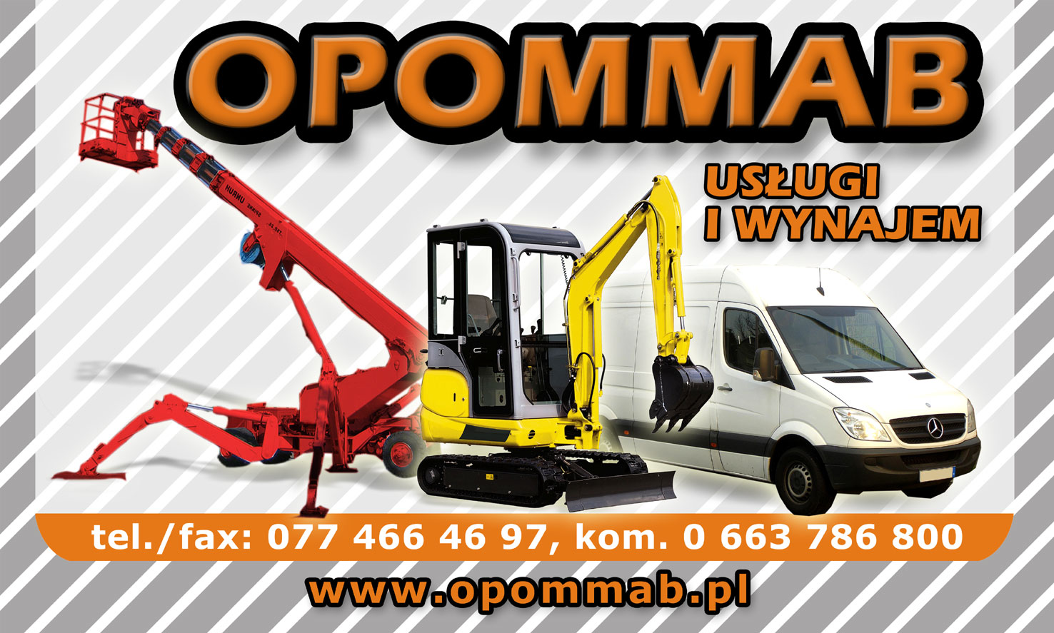 OPOMMAB Roboty wysokociowe,Podnośnik koszowy, Zwyżka,Usługi Minikoparką,Roboty ziemne