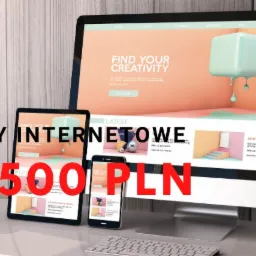 Monitory i urządzenia mobilne wyświetlają nowoczesny interfejs użytkownika strony internetowej z pastelową grafiką 3D, minimalistyczny design z białym kubkiem i klawiaturą na jasnym biurku.