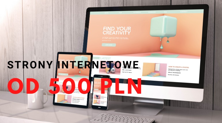 Monitory i urządzenia mobilne wyświetlają nowoczesny interfejs użytkownika strony internetowej z pastelową grafiką 3D, minimalistyczny design z białym kubkiem i klawiaturą na jasnym biurku.