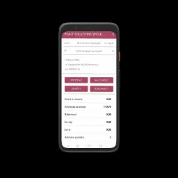 Ekran smartfona prezentujący aplikację PDA IT SOLUTIONS Spółka z danymi sprzedaży, należności i zwrotów, z datą 31.05.2021 i godziną 16:46:35.
