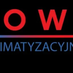 Logo firmy Piowent, specjalizującej się w systemach klimatyzacji i wentylacji, z niebieską śnieżynką i czerwonym napisem na czarnym tle.