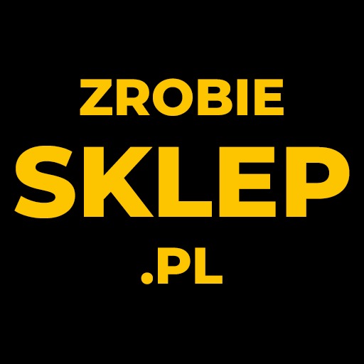 Czarny baner z tekstem 'ZROBIE SKLEP .PL' napisanym dużą, pogrubioną czcionką w kolorze żółtym.