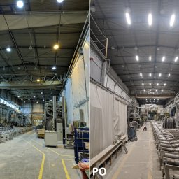 Wymiana instalacji oświetlenia na hali produkcyjnej wraz z rozdzielnią. 