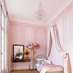Dusty pink Girl bedroom
Project: Classic For Four
Location: Austria, Vienna
Floor area: 18m²
By painting both the walls and trim in light dusty pink, our designers bathed the bedroom in the favourite colour of the client. Classic does not accept the cheap 