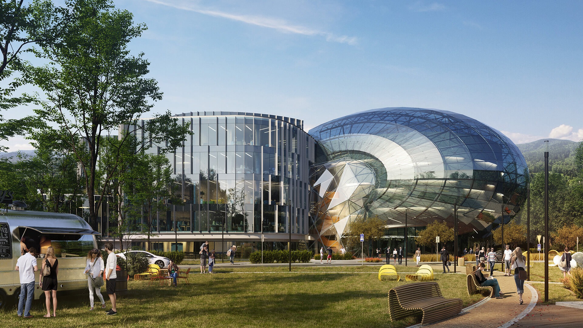 Projekt budowy biurowca wraz z salą koncertową w Bielsku-Białej przy współpracy z Cavatina Holding