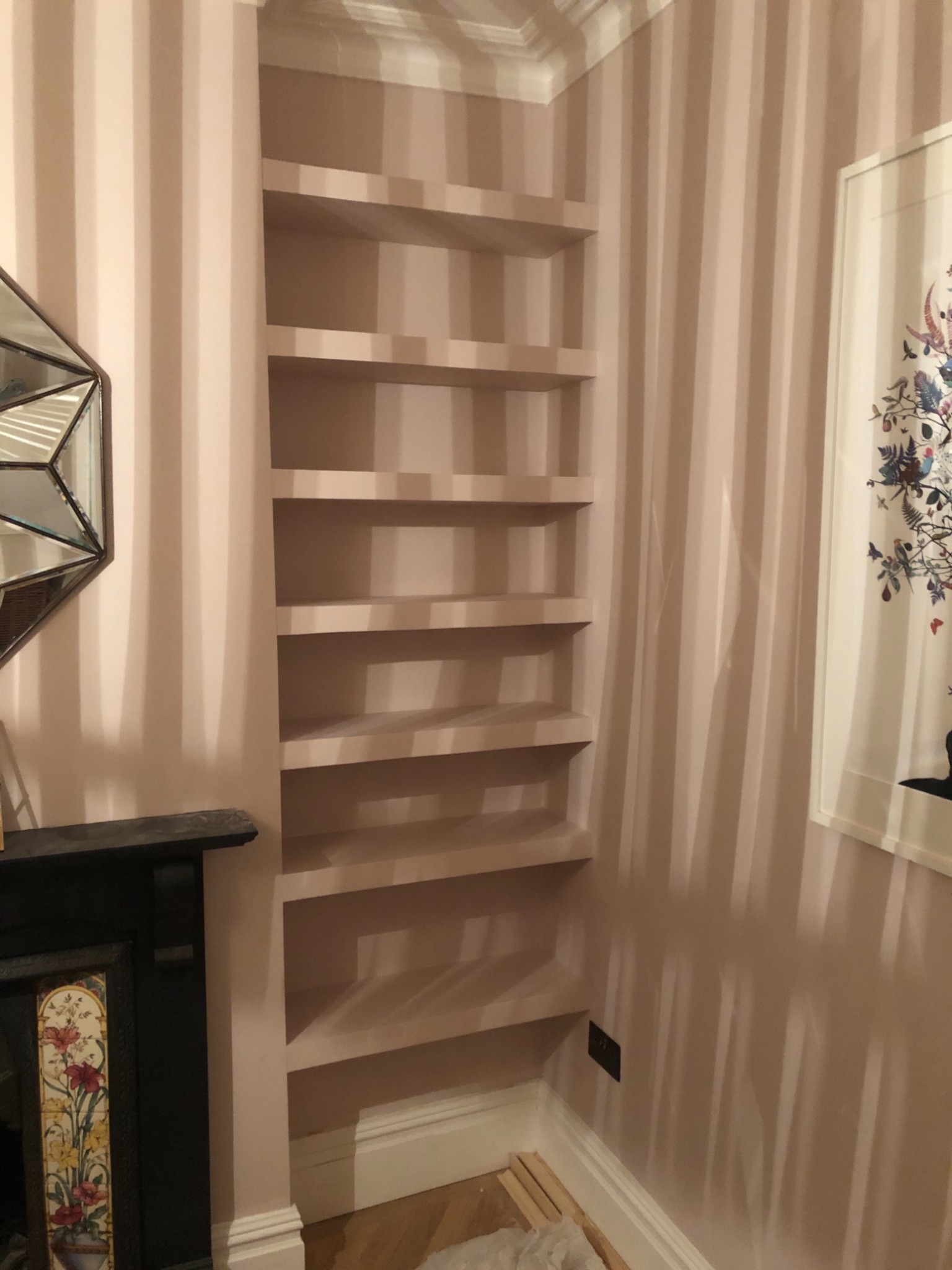 Floating shelves. Book shelves.