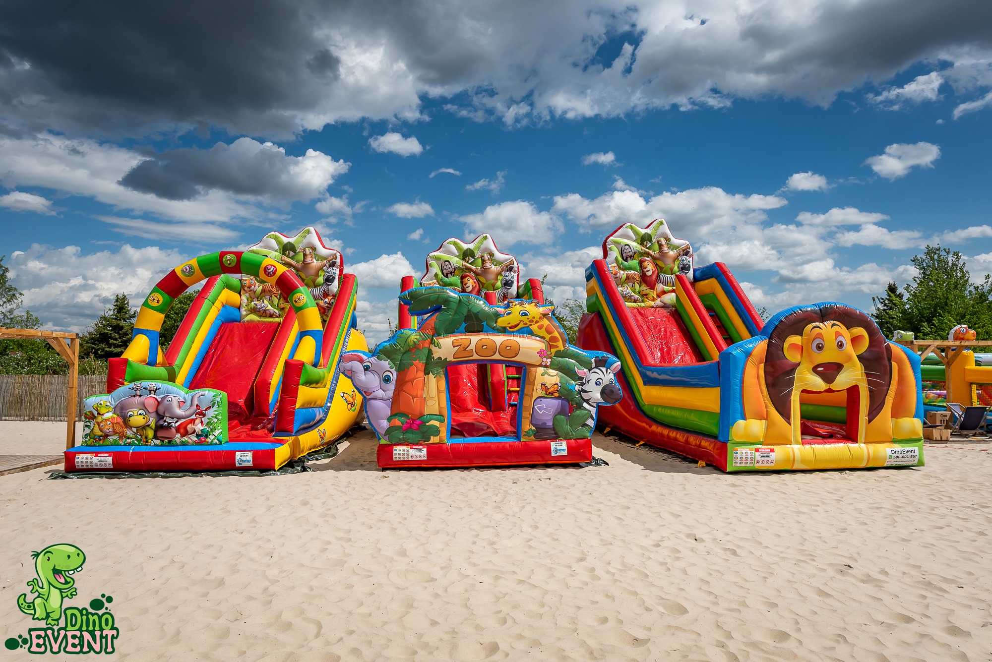 Od lewej: Zjeżdżalnia ZOO, Zjeżdżalnia ZOO Plus, Zjeżdżalnia Lew.