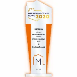 Nagroda 'Mieszkanicznik Roku 2020' dla Bartosza Nowaka w kategorii Broker Finansowy Roku, wręczona 21.11.2020.
