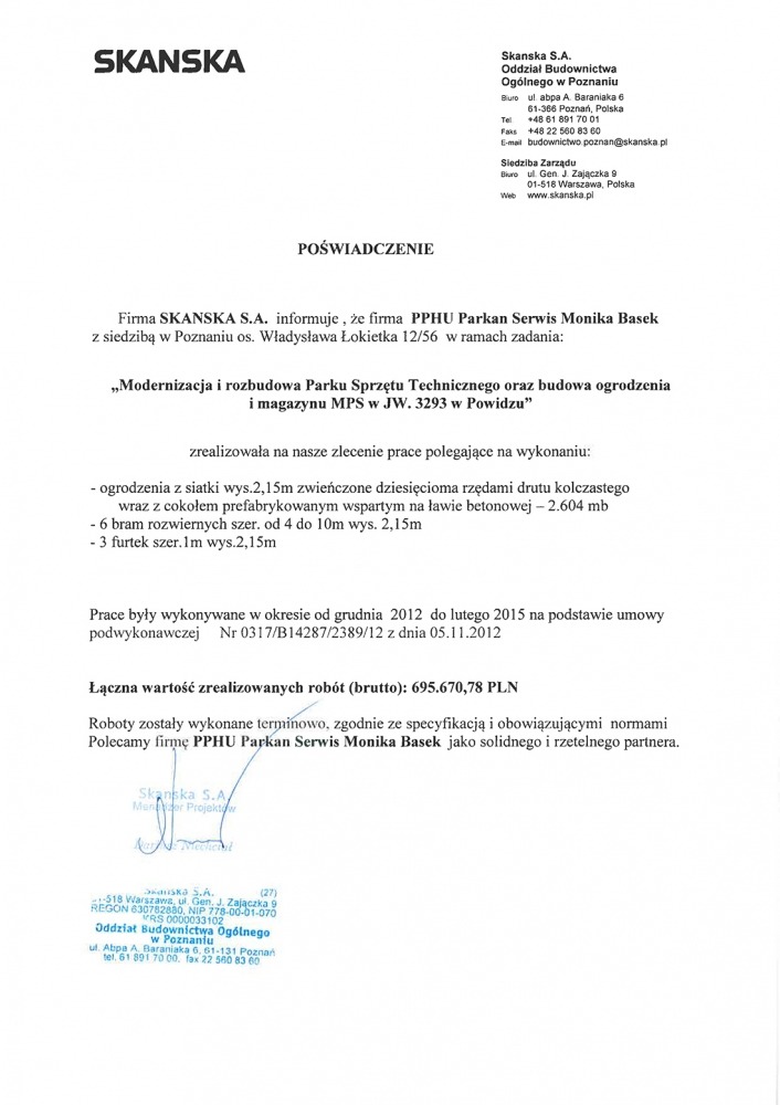 skanska referencje