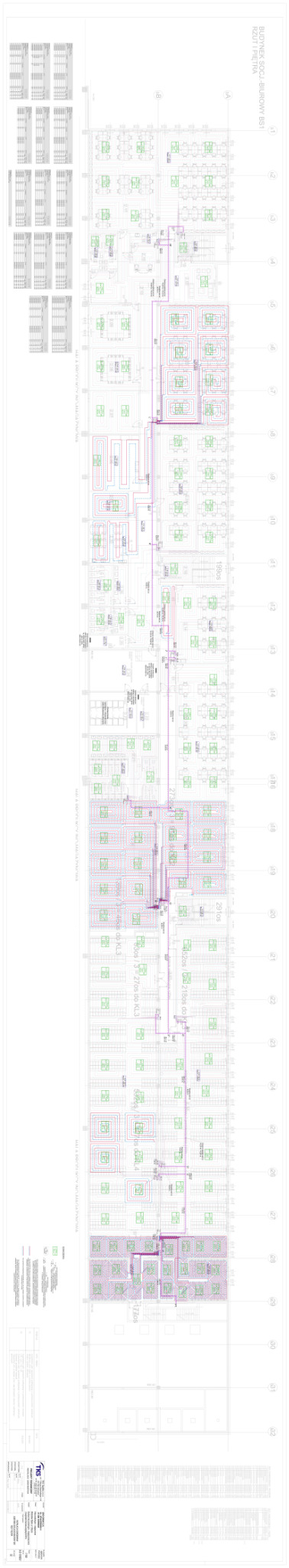 3. Rzut instalacji ogrzewania podłogowego zasilanej z rozdzielni ciepła - Piętro.