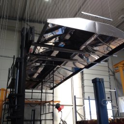 Instalacja wentylacyjna Alu Mech wraz z okapami z nierdzewki do odciągania pyłów spawalniczych