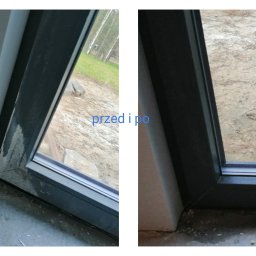 Doczyszczanie stolarki okiennej po malowaniu. 