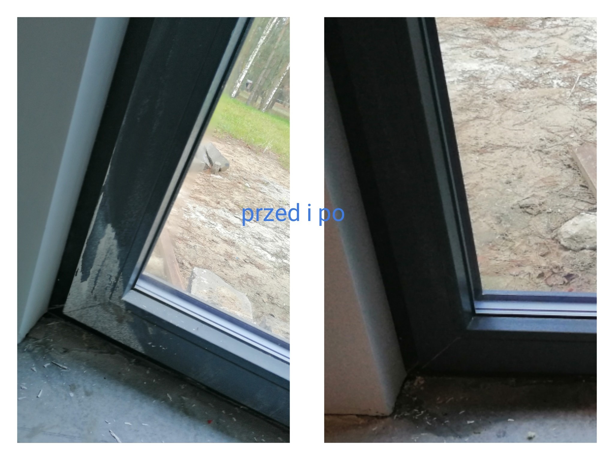 Doczyszczanie stolarki okiennej po malowaniu.