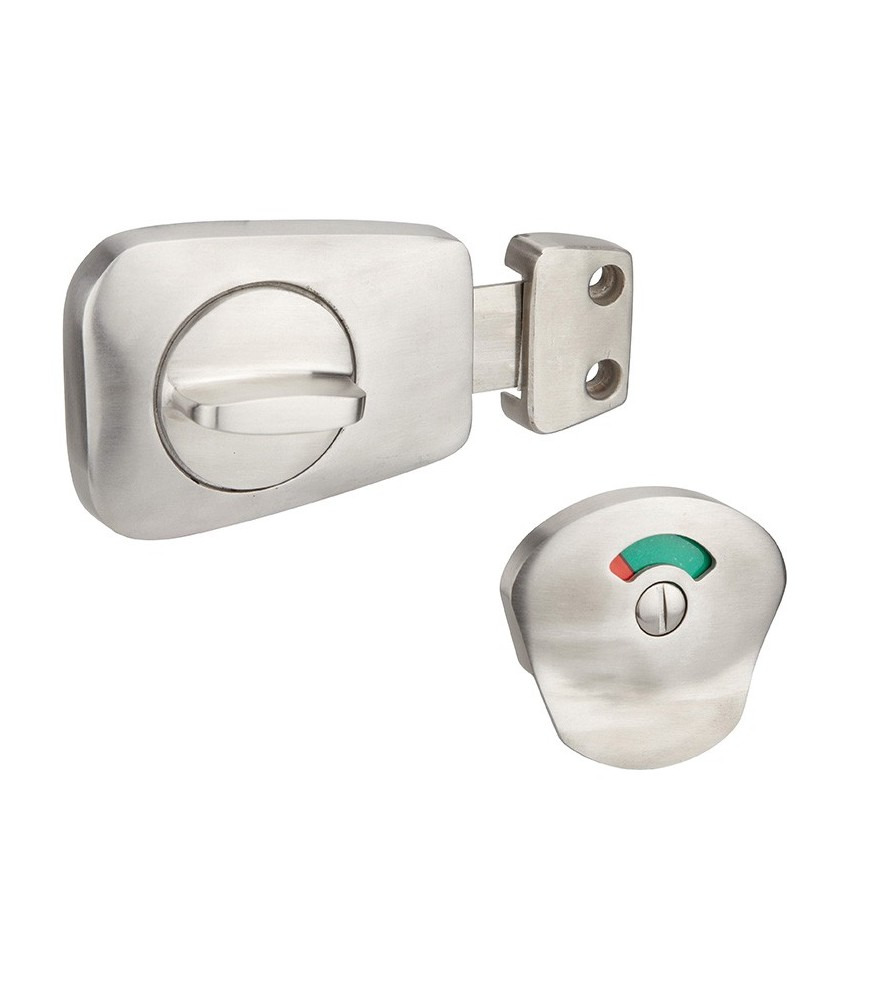 Zestaw zamka do drzwi łazienkowych ze stali nierdzewnej, z okrągłym pokrętłem i wskaźnikiem zajętości (czerwony/zielony)