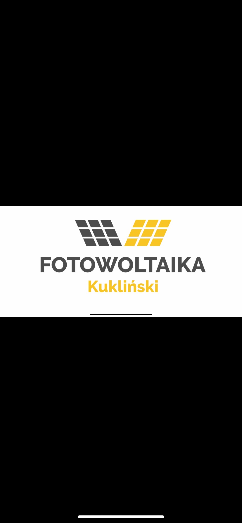 Logo firmy fotowoltaicznej Kukliński z symbolem paneli słonecznych w kolorach szarym i żółtym.