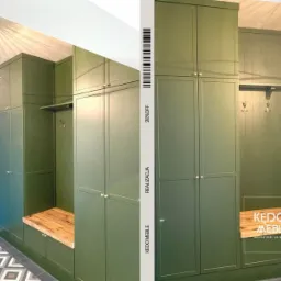 Szafa w holu wraz z siedziskiem w domu w stylu Farmhouse!