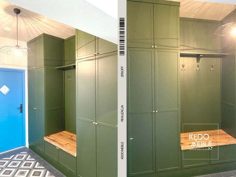 Szafa w holu wraz z siedziskiem w domu w stylu Farmhouse!