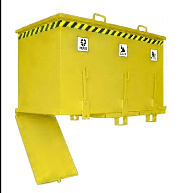 kontener samowyładowczy na surowce wtórne, kontener do wózka widłowego