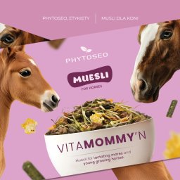 Yuuko - Klient: Phytoseo. Projekt: Etykiety dla musli dla koni.