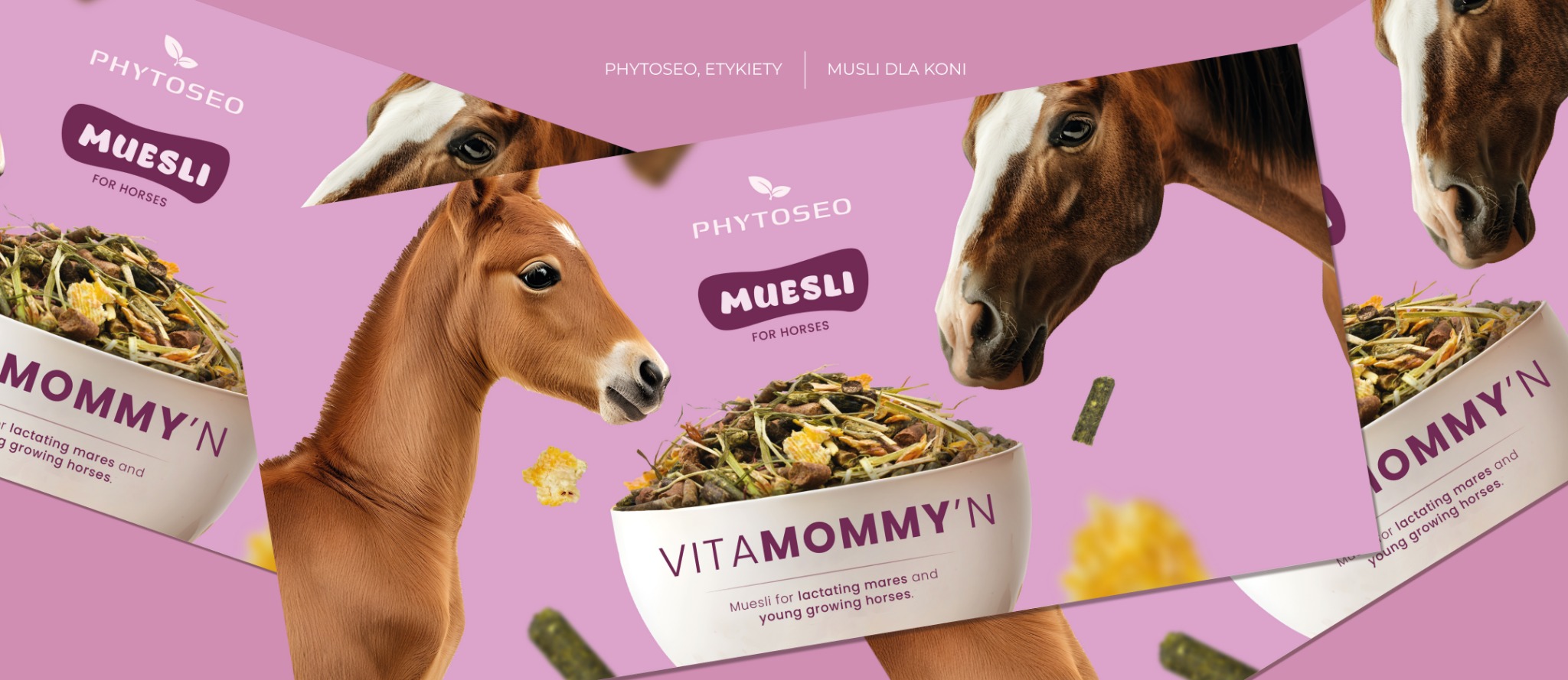 Klient: Phytoseo. Projekt: Etykiety dla musli dla koni.
