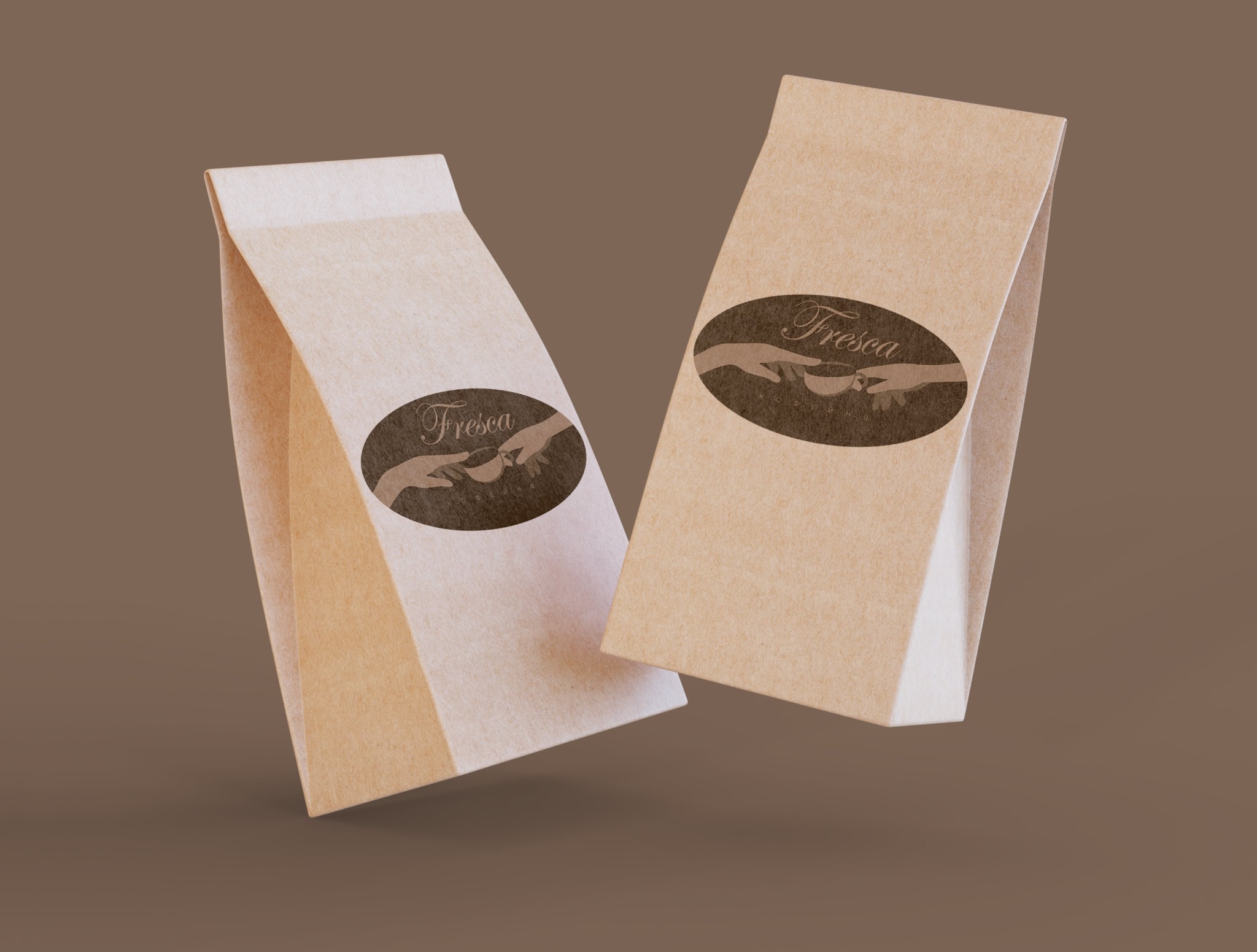 Logotyp Kawiarni 'Fresca' na torebkach na kawę