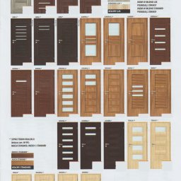 Express Drzwi - Katalog drzwi wewnętrznych i zewnętrznych, prezentujący różne modele, kolory i wykończenia, w tym drzwi z przeszkleniami i pełne, z informacjami o dostępnych szerokościach i szybkim terminie...