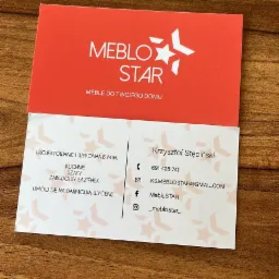 Projekt logo wraz z projektem i wydrukiem wizytówek dla MebloSTAR