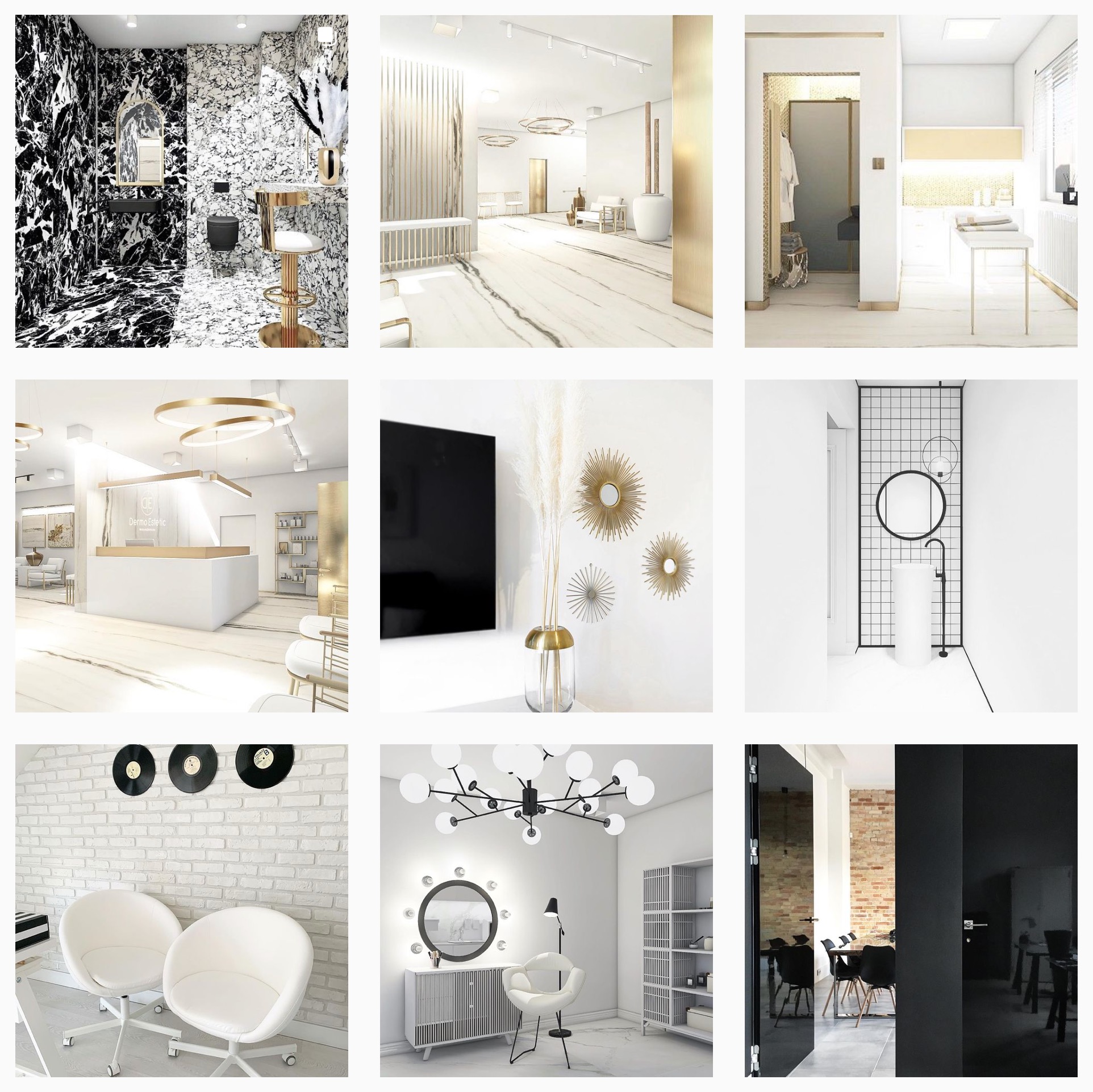 Czarno-biała łazienka z marmurkowymi ścianami i podłogą, złote detale, czarna armatura, nowoczesny design.