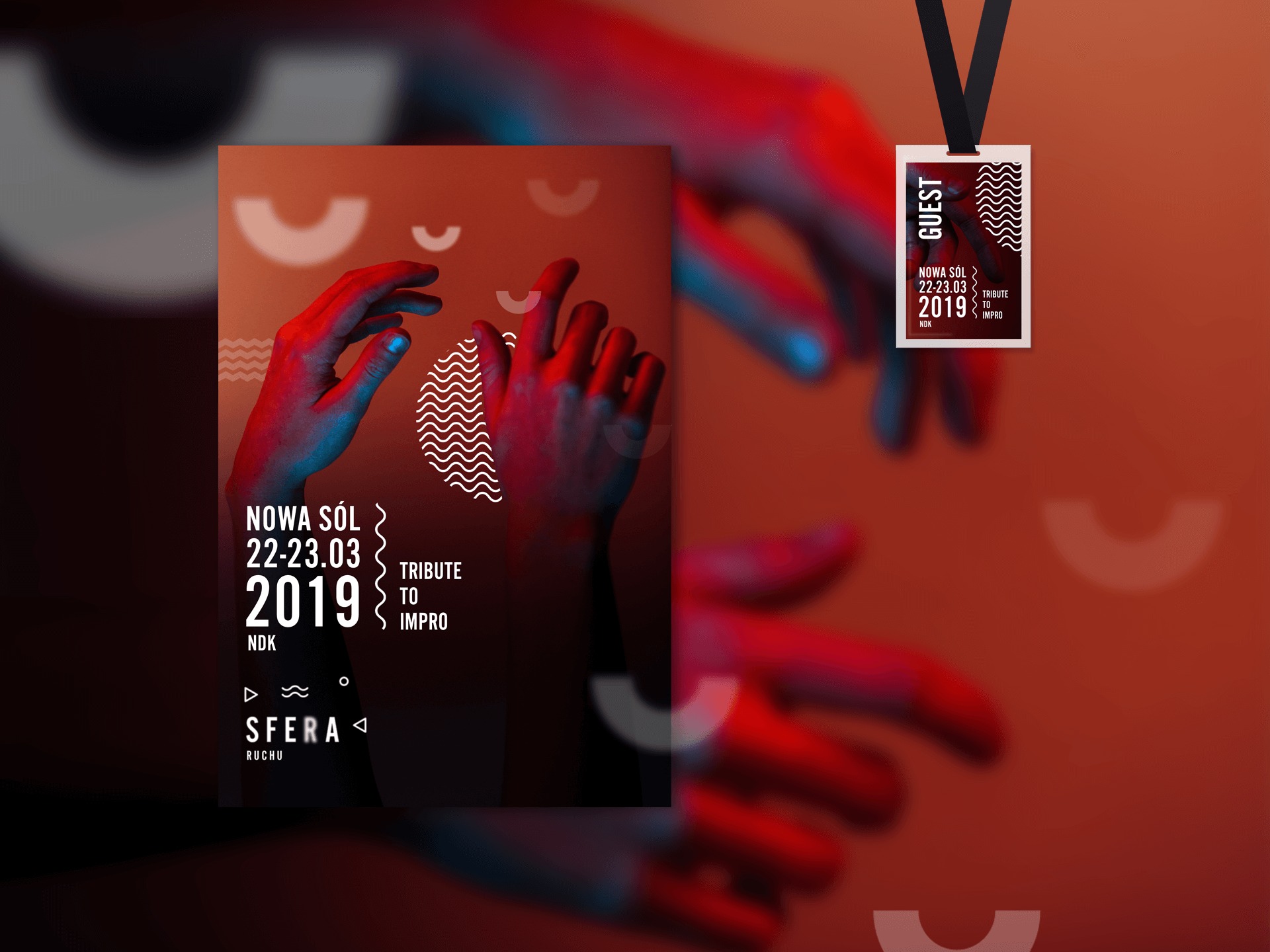 Projekt identyfikacji wizualnej dla Ogólnopolskiego Festiwalu Teatru Tańca. Poster + identyfikator