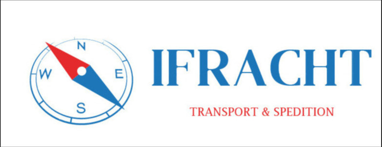 Logo firmy IFRACHT Transport & Spedition, z stylizowanym kompasem wskazującym kierunki świata.
