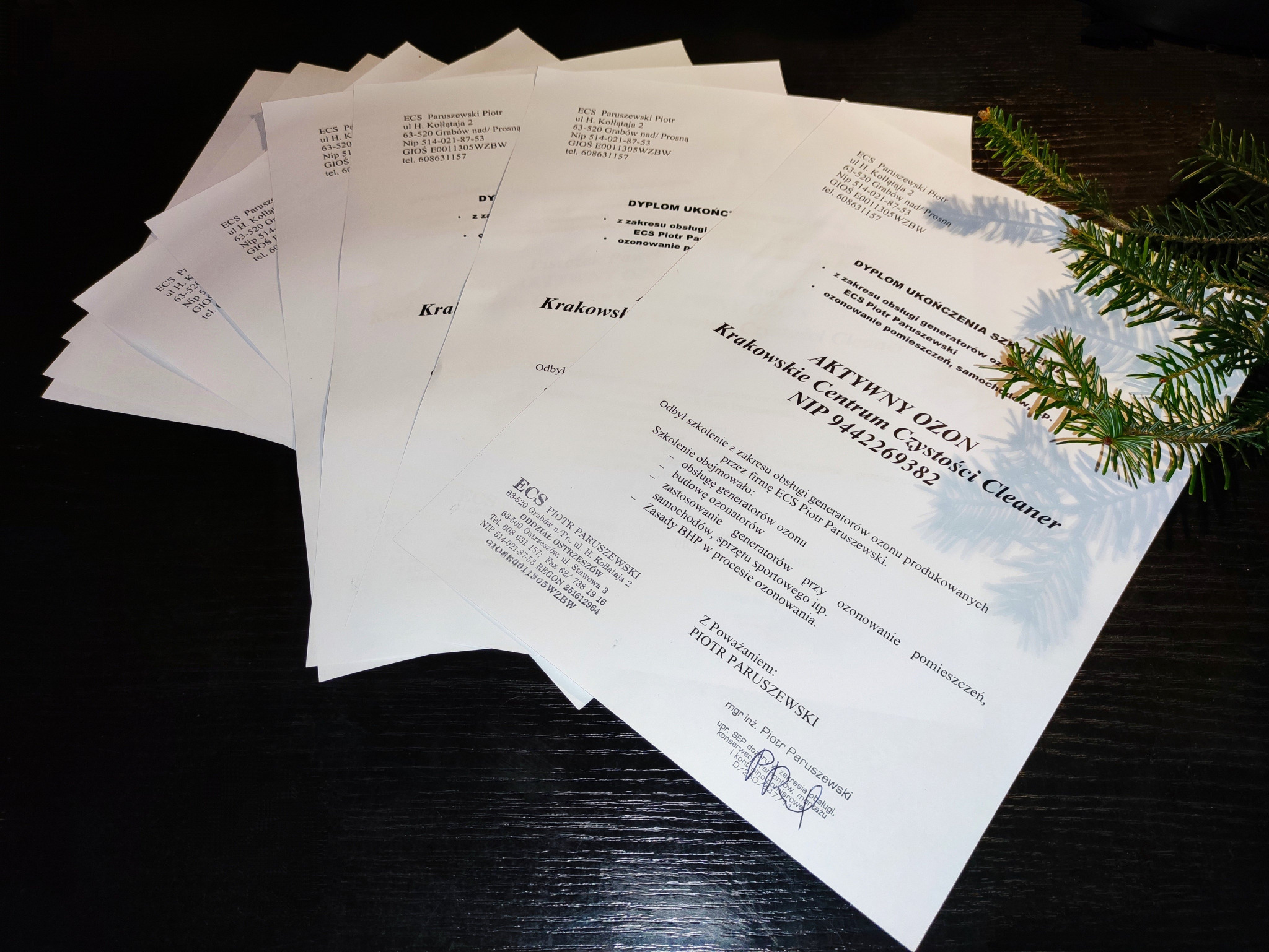 Aktywny Ozon - Certyfikaty