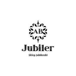 Logo firmy AB Jubiler, złotnika z Olsztyna, z inicjałami AB w ozdobnym wieńcu i napisem Jubiler Sklep Jubilerski.