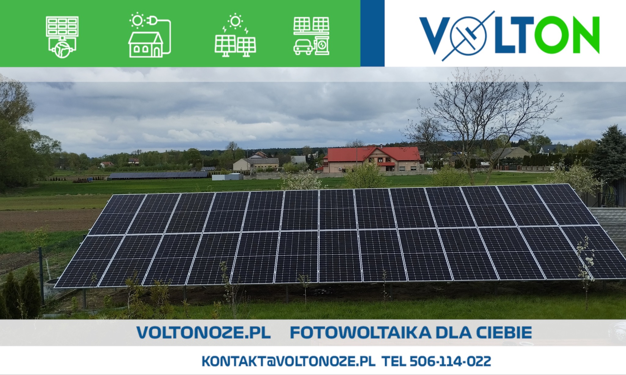 Panele fotowoltaiczne, konstrukcja naziemna.