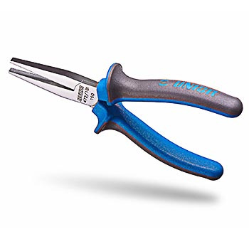 Szczypce wydłużone płaskie marki Unior, model 472/1BI, z niebiesko-szarą rękojeścią izolowaną, widoczne na białym tle.