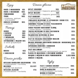 Menu restauracji - Kawiarnia Parkowa