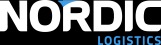Logo firmy Nordic Logistics z białym napisem na czarnym tle, z niebieskim akcentem graficznym nad literą 'N'.