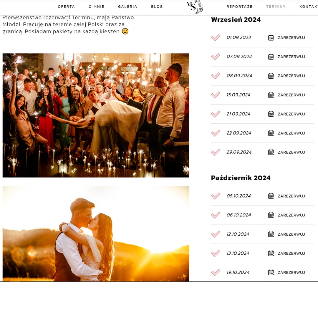 Wolne terminy w tym roku. Prosze o kontak meilowy :)