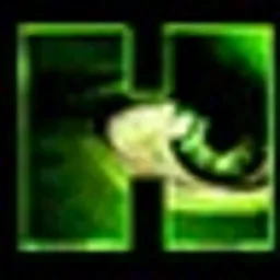 Logo firmy w odcieniach zieleni i czerni, przedstawiające literę 'H' z wkomponowanym okiem w górnej części, na czarnym tle.