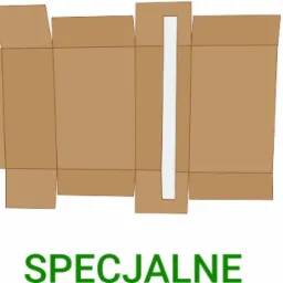 Grafika wektorowa przedstawiająca trzy rodzaje tekturowych pudełek: wykrojnikowe z otwartym wieczkiem, klapowe z otwartą górą oraz rozłożony karton specjalny z wycięciami.